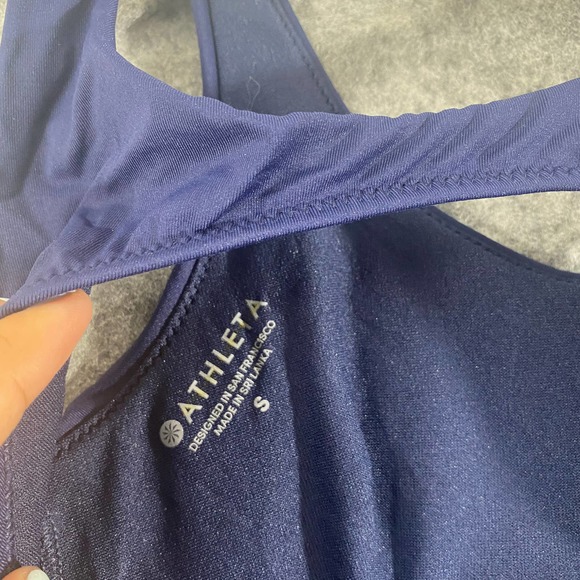 Athleta Tankini Top Small Navy Blue Mod Block Cutout Swim Tank - Picture 6 of 11